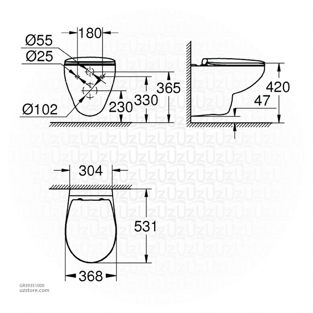 GROHE Bau Ceramic Wall Hung WC set rimless soft close 39351000