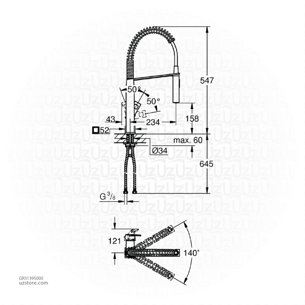 GROHE Eurocube OHM sink profi-spray medium 31395000