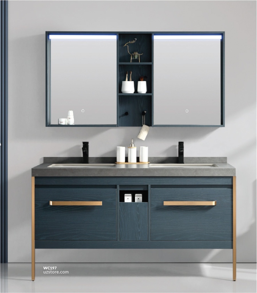WashBasin Cabinet With led mirror cabinet PL-2635 Dark Blue 150*50