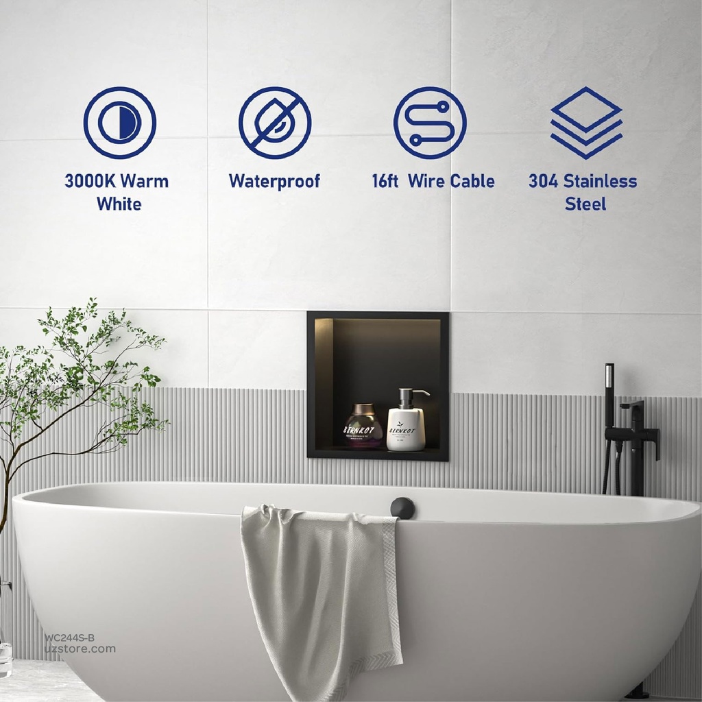 Matte Black Stainless steel Niche wall with light  , B1011B-LED