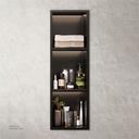 Matte Black Stainless steel Triple Niche wall with light  , B3023B-LED-L