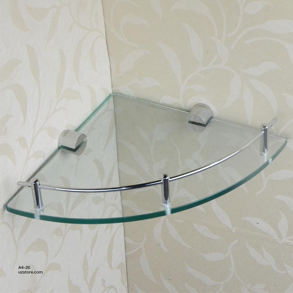 Chrome Corner Glass shelf 23x23x4cm Brass & stainless steel HB9123