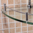 Chrome Corner Double Glass shelf 27x27x40cm Brass & stainless steel CD9225