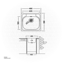 Kludi RAK Inset Sink 48X48 Single Bowl Single Drainer S.S 304 Satin finish 3.5" Waste with siphons RAK90840