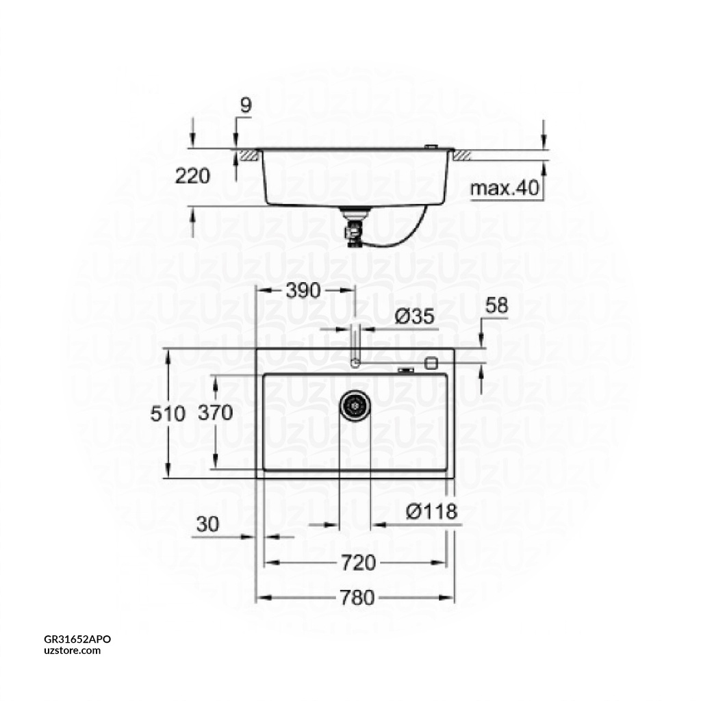 GROHE K700 Sink 80 -C 78/51 1.0 31652AP0