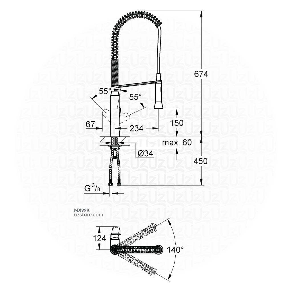 grohe K7 omh sink profi-spray Medium GR31379000