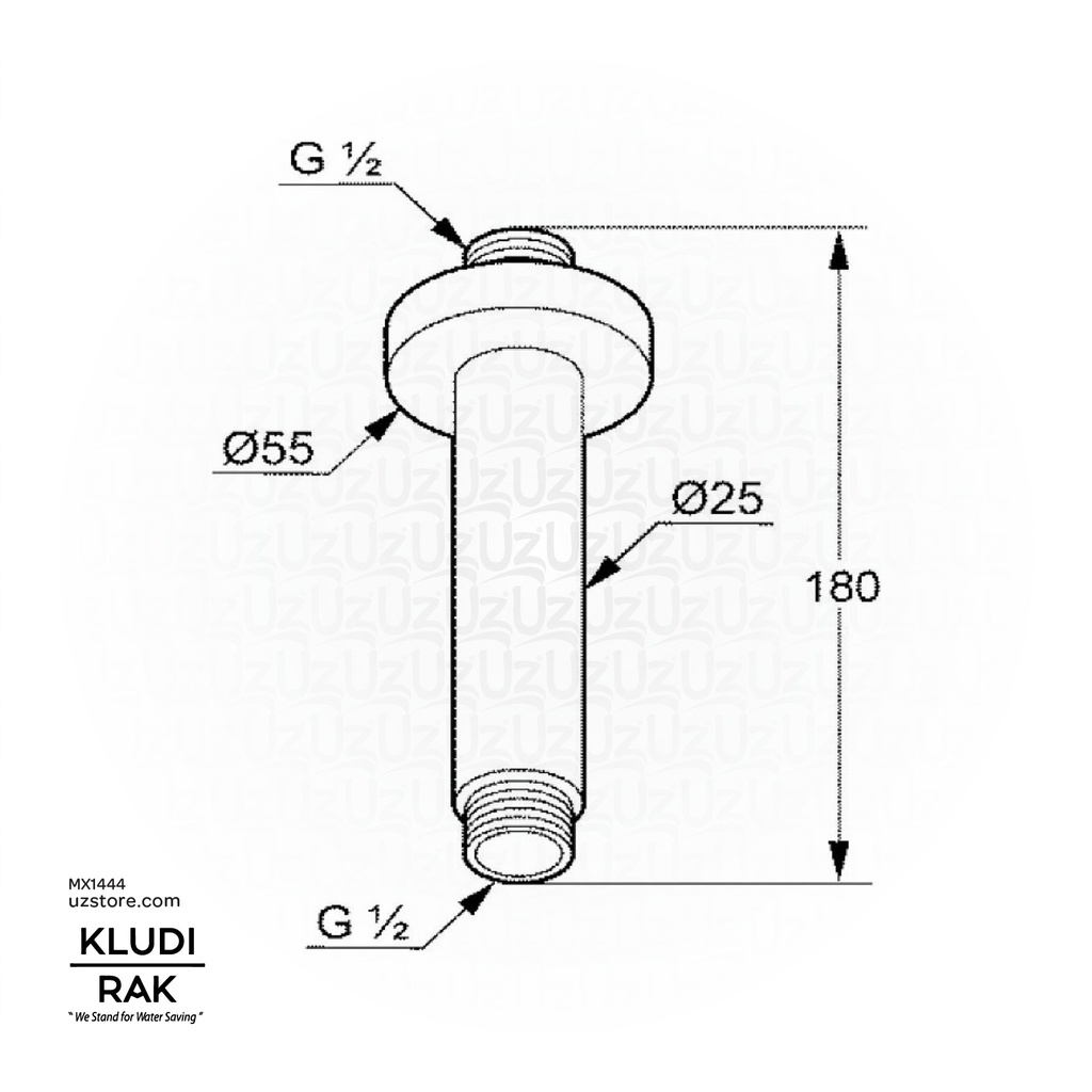 Kludi RAK 10011 Ceeling Shower Arm 150mm DN 15