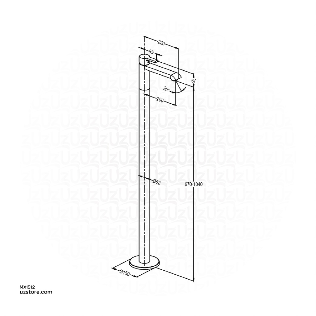 KLUDI RAK Passion Single Lever Floor-Standing & Free Standing 
Wash Basin Mixer, RAK13070