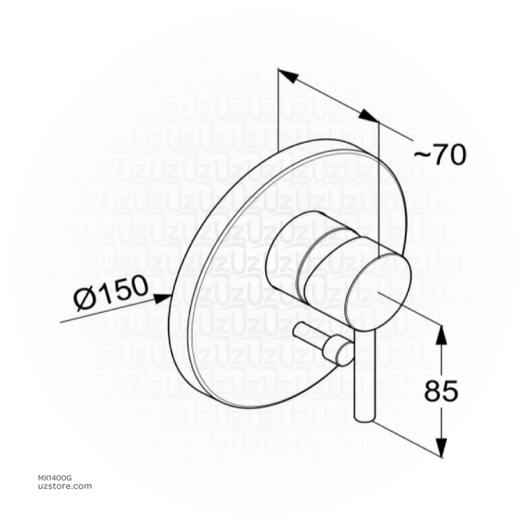 Kludi RAK Prime 12075 GD1 Concealed single lever bath and shower mixer, trim set Gold
