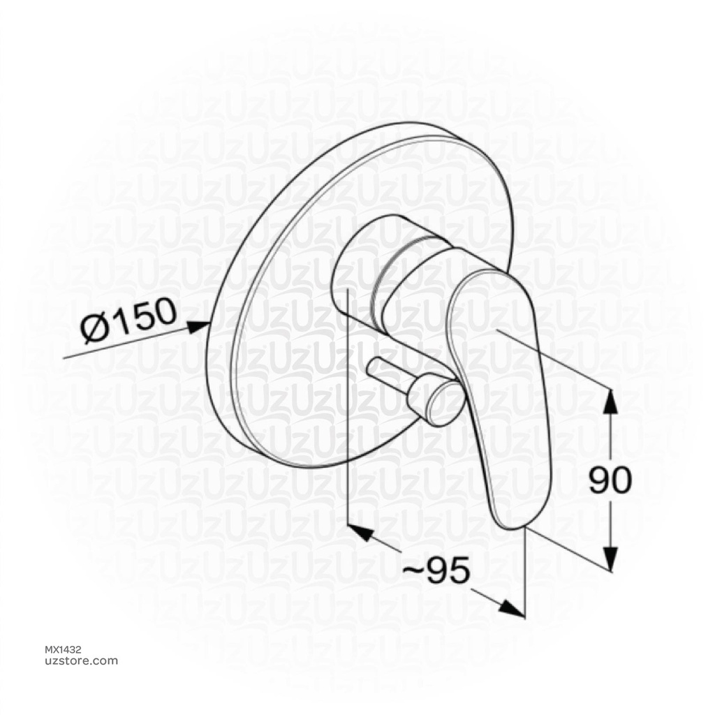 Kludi RAK PEARL 17075 Concealed single lever bath and shower mixer, trim set