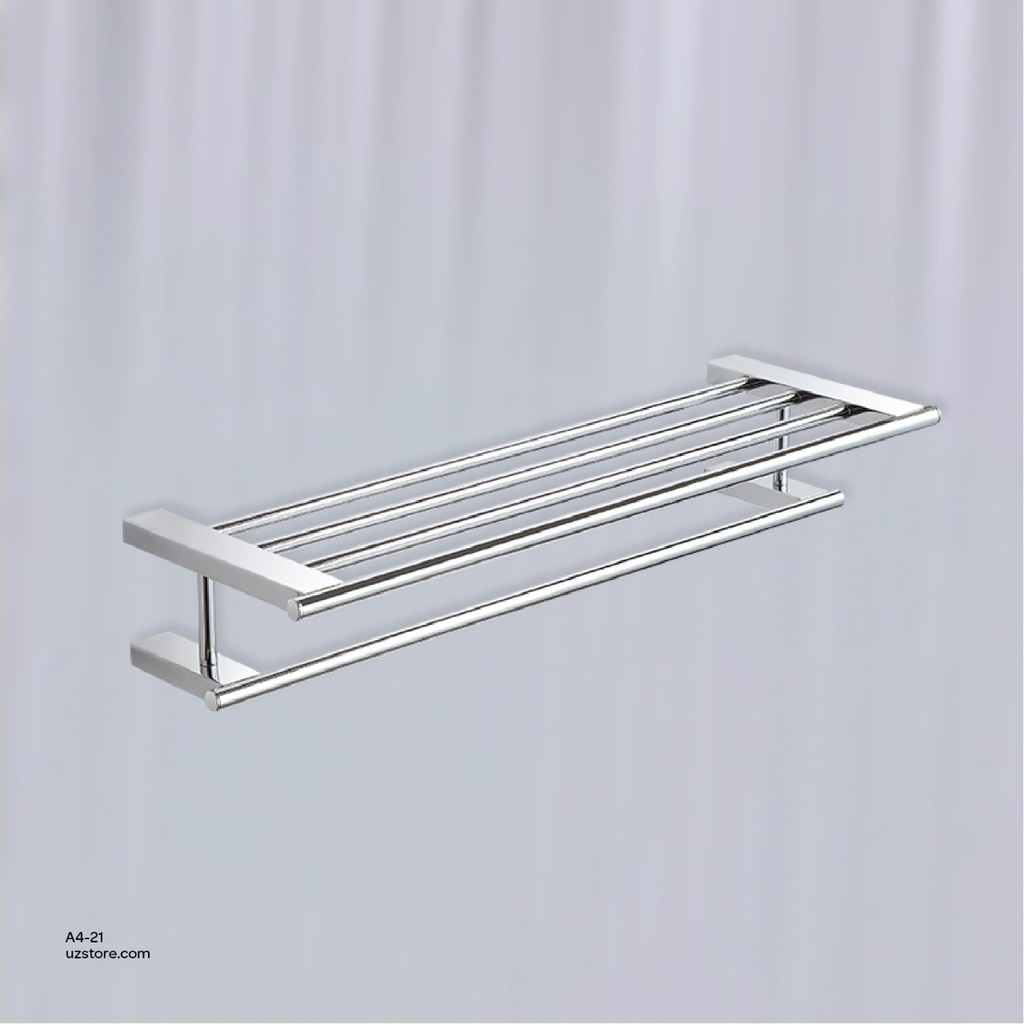 Chromed Double towel rack 66x21x11.5 cm Brass & stainless steel