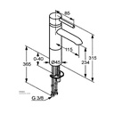 Kludi-RAK12001 Prime Single Lever Basin Mixer DN15 with raised base for use with counter-top basin.