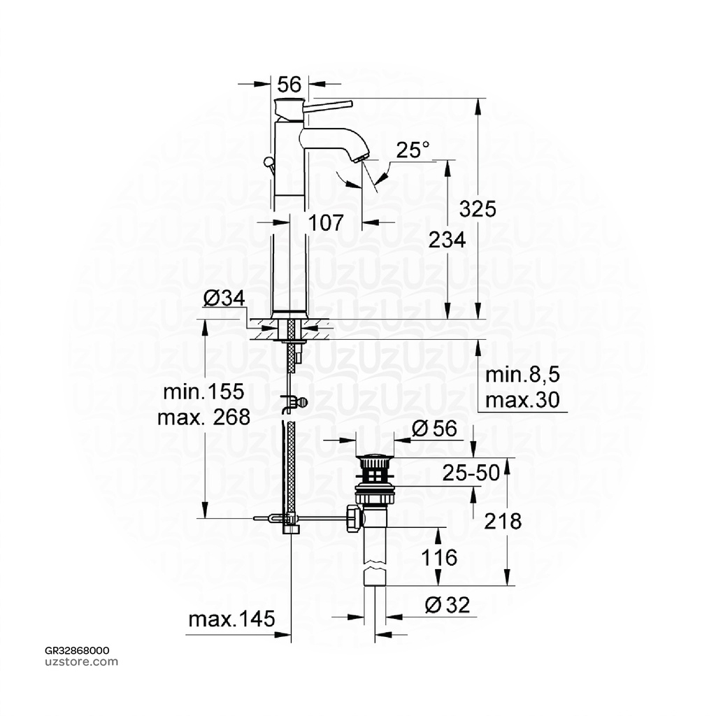 GROHE BauClassic OHM vessel fitting 32868000