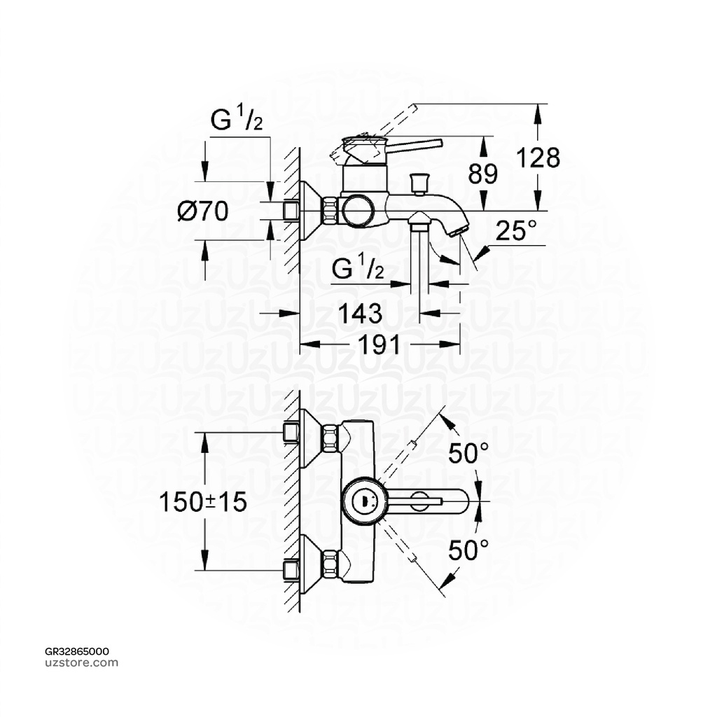 GROHE BauClassic OHM bath exposed 32865000