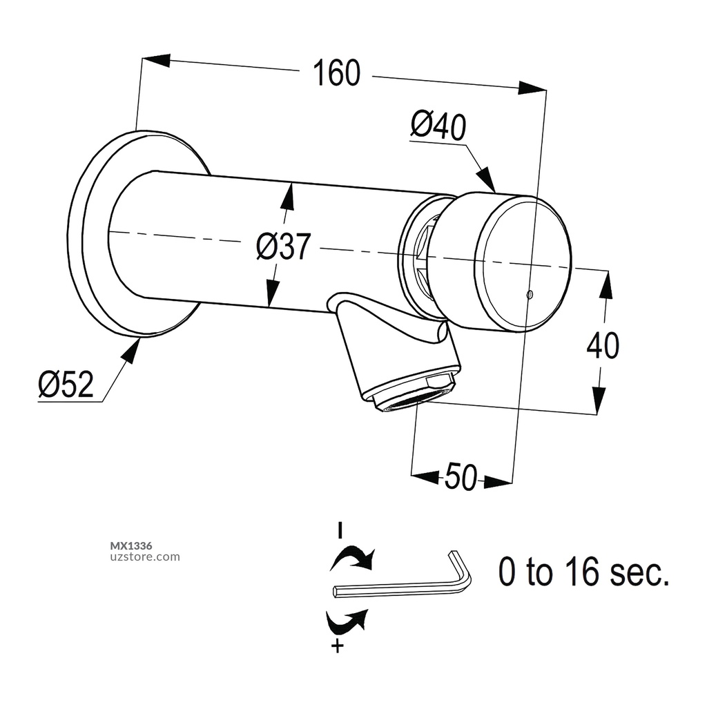 WALL MOUNTED SELF CLOSING TAP DN15 RAK50003