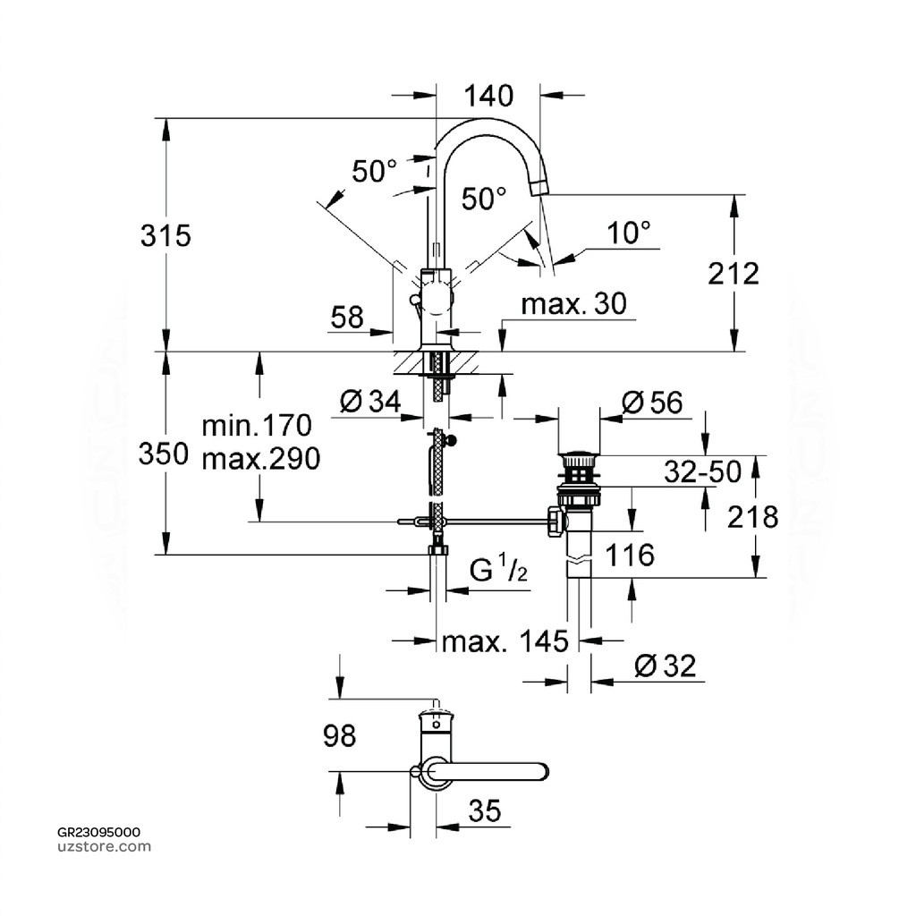 Mitigeur lavabo GROHE BauClassic ⋆ Société Brico Bouhlel