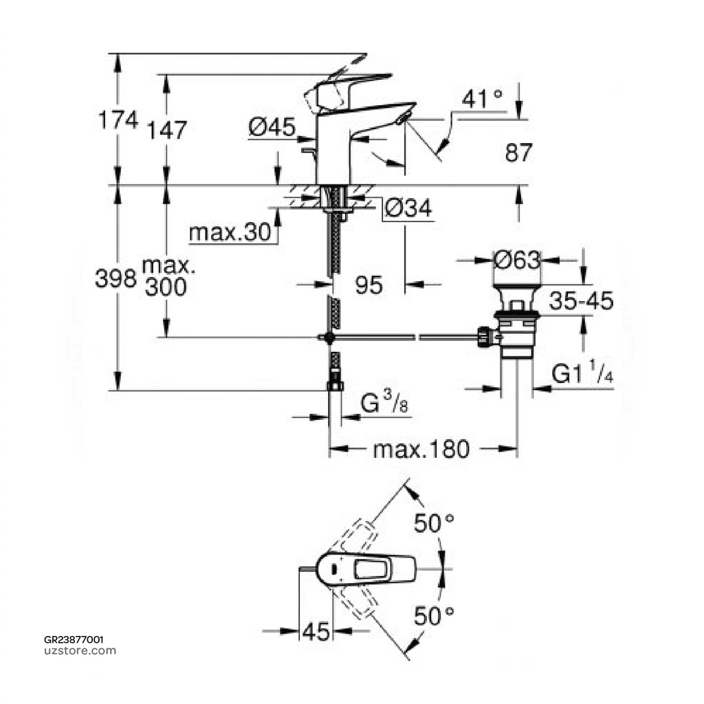 GROHE BauLoop OHM basin low flow S 23877001