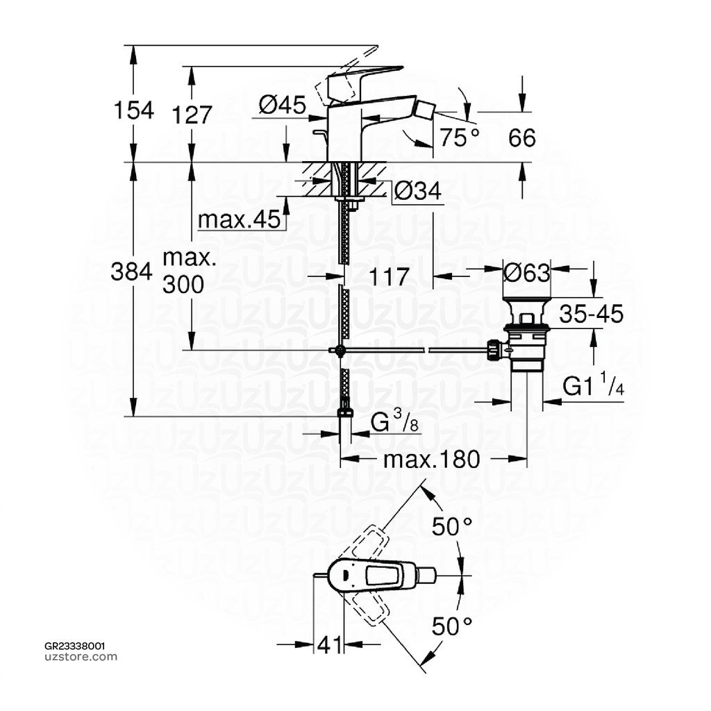 GROHE BauLoop OHM bidet 5l 23338001