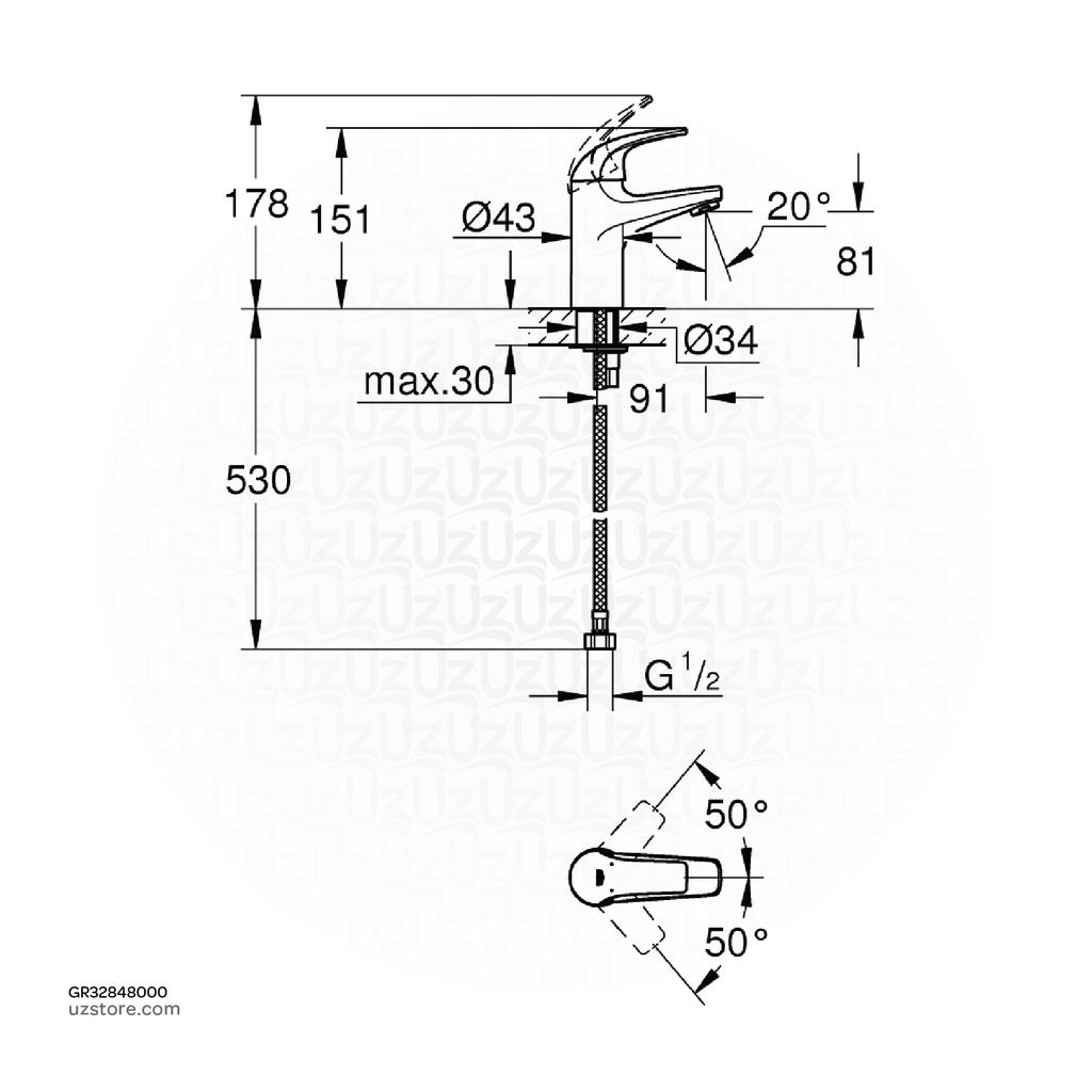 GROHE BauCurve OHM basin smooth body 32848000