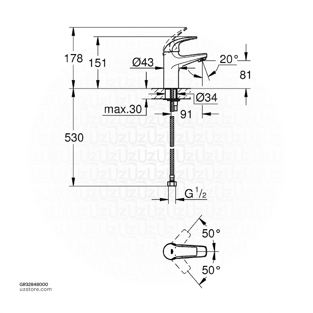 GROHE BauCurve OHM basin smooth body 32848000