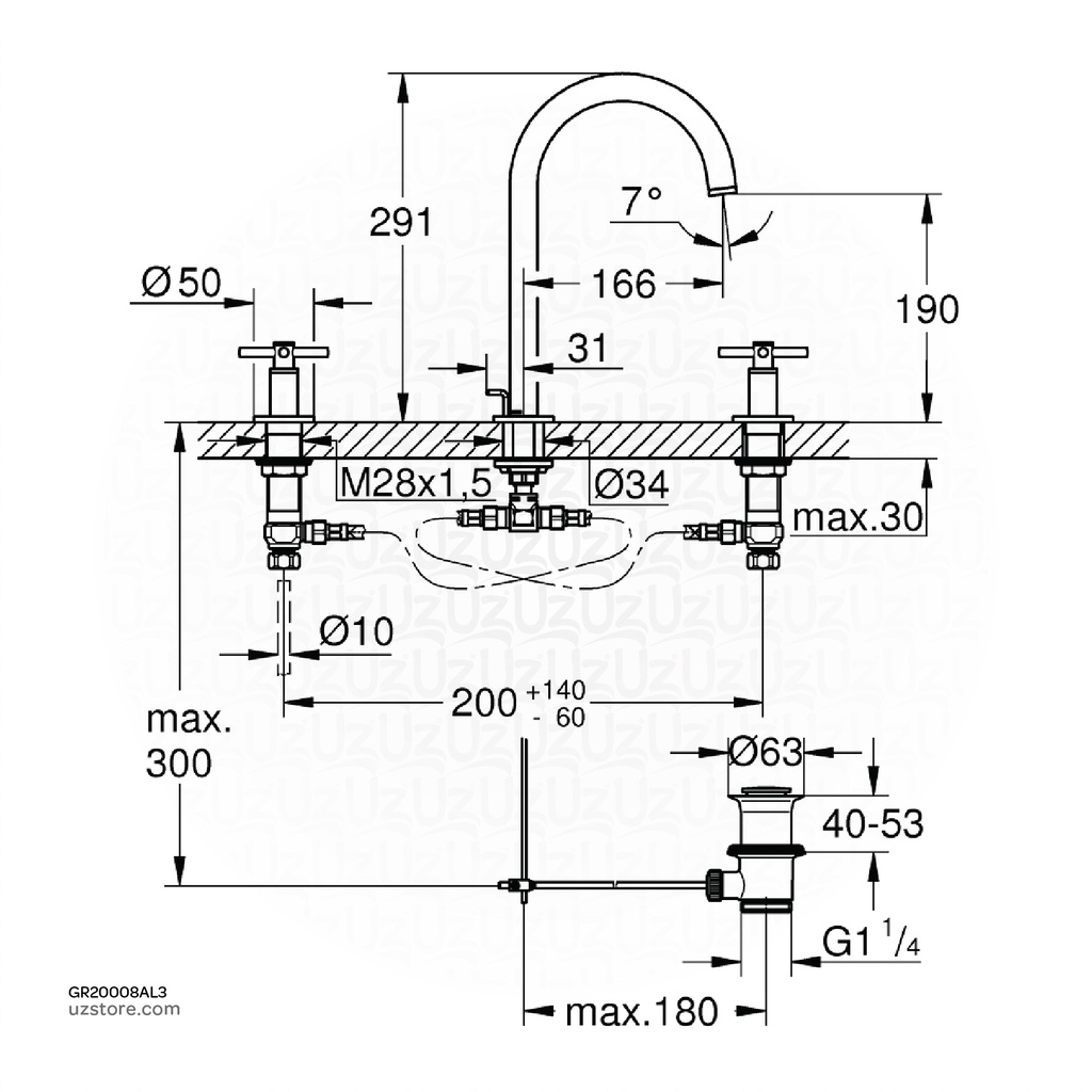 GROHE Atrio New 2hdl basin 3-h L 20008AL3