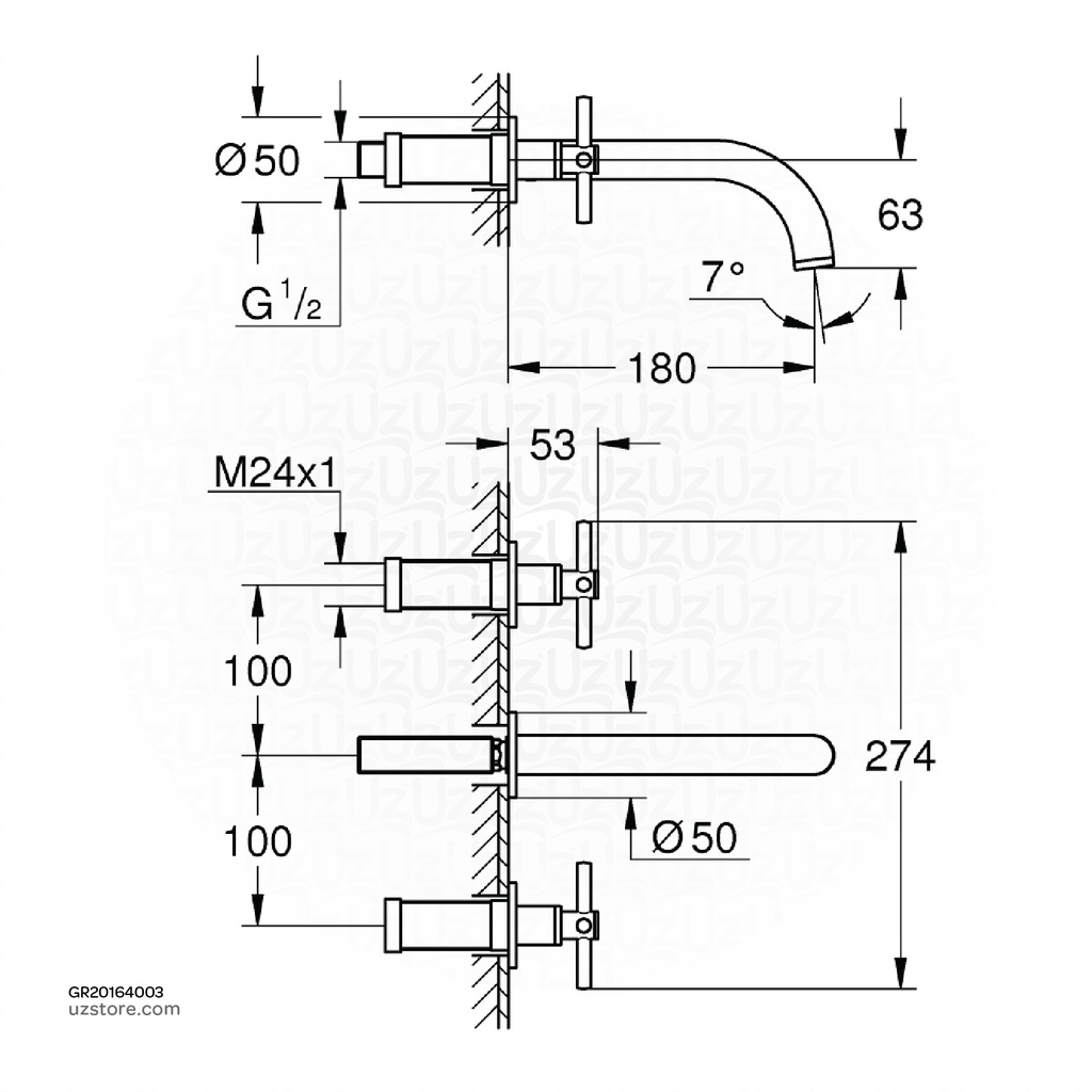 GROHE Atrio New 2hdl trimset basin 3-h M 20164003