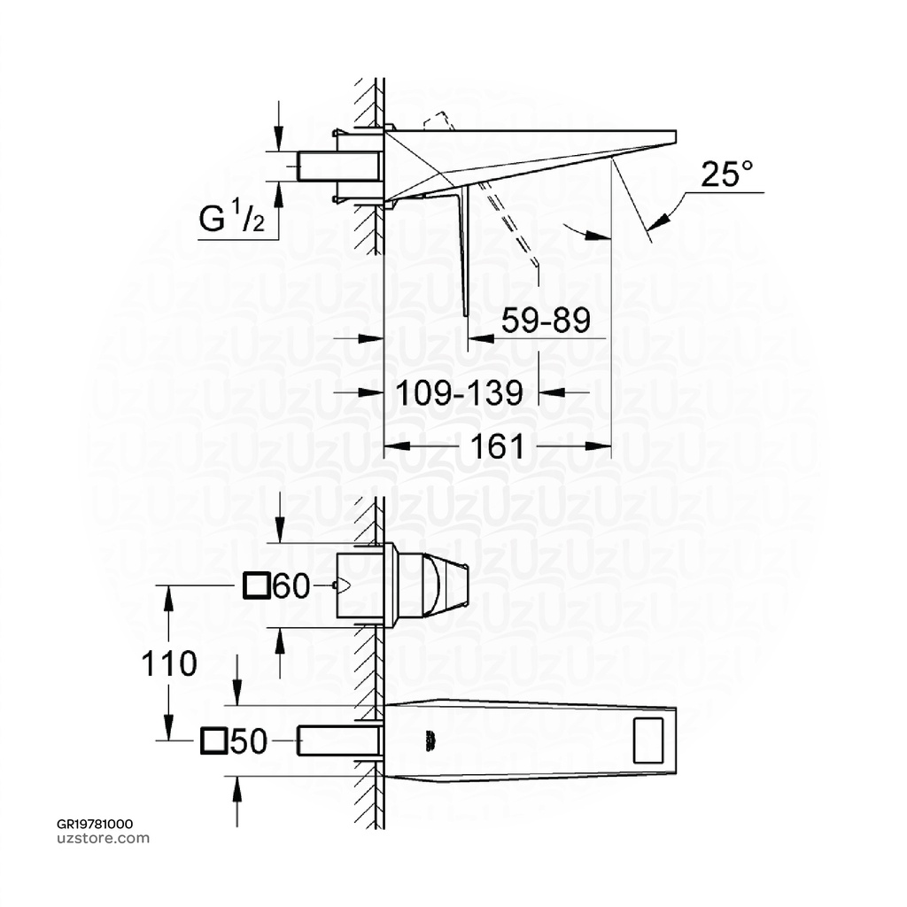 GROHE Allure Brilliant OHM trim basin 2h wall 19781000