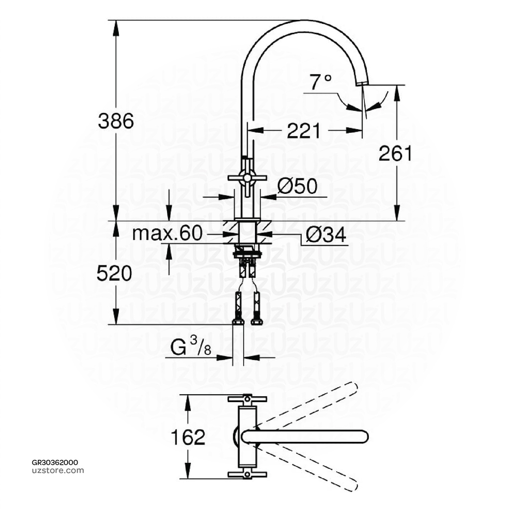 GROHE Atrio New 2hdl sink C-spout L EU 30362000