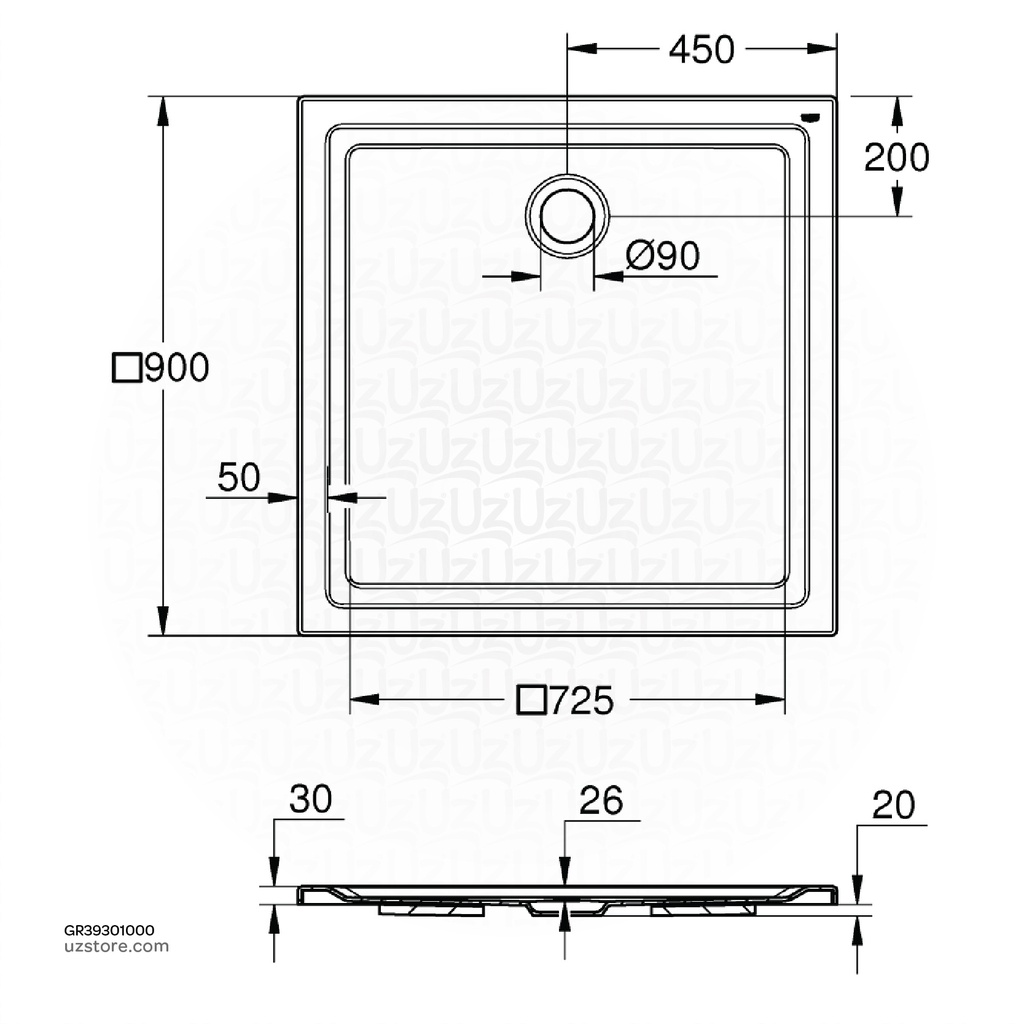 GROHE Acrylic shower tray 900X900 39301000