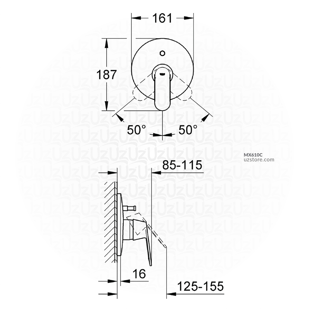 GROHE 19383000 Eurosmart Single-Lever Shower Mixer Trimset