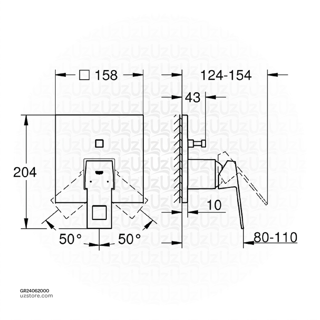 GROHE Eurocube OHM trimset bath 24062000