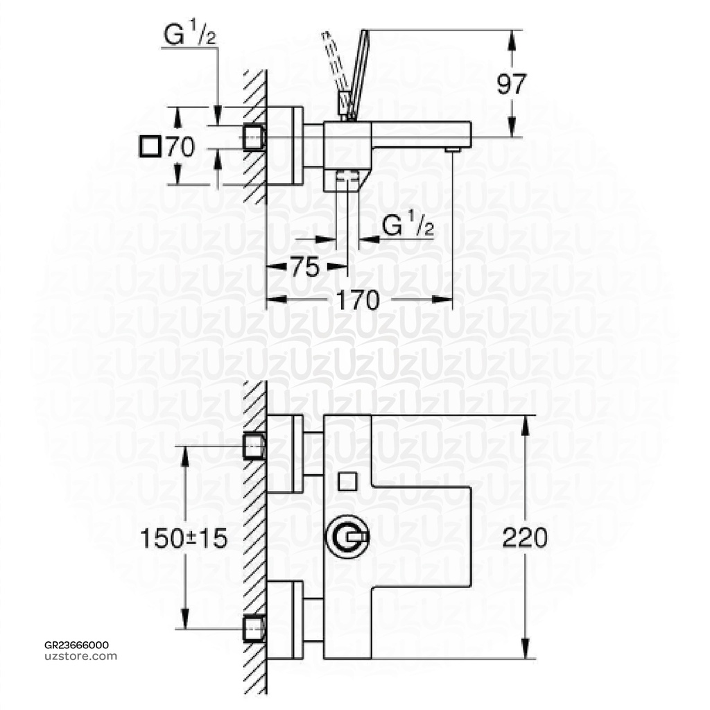 GROHE Eurocube Joy OHM bath exp 23666000