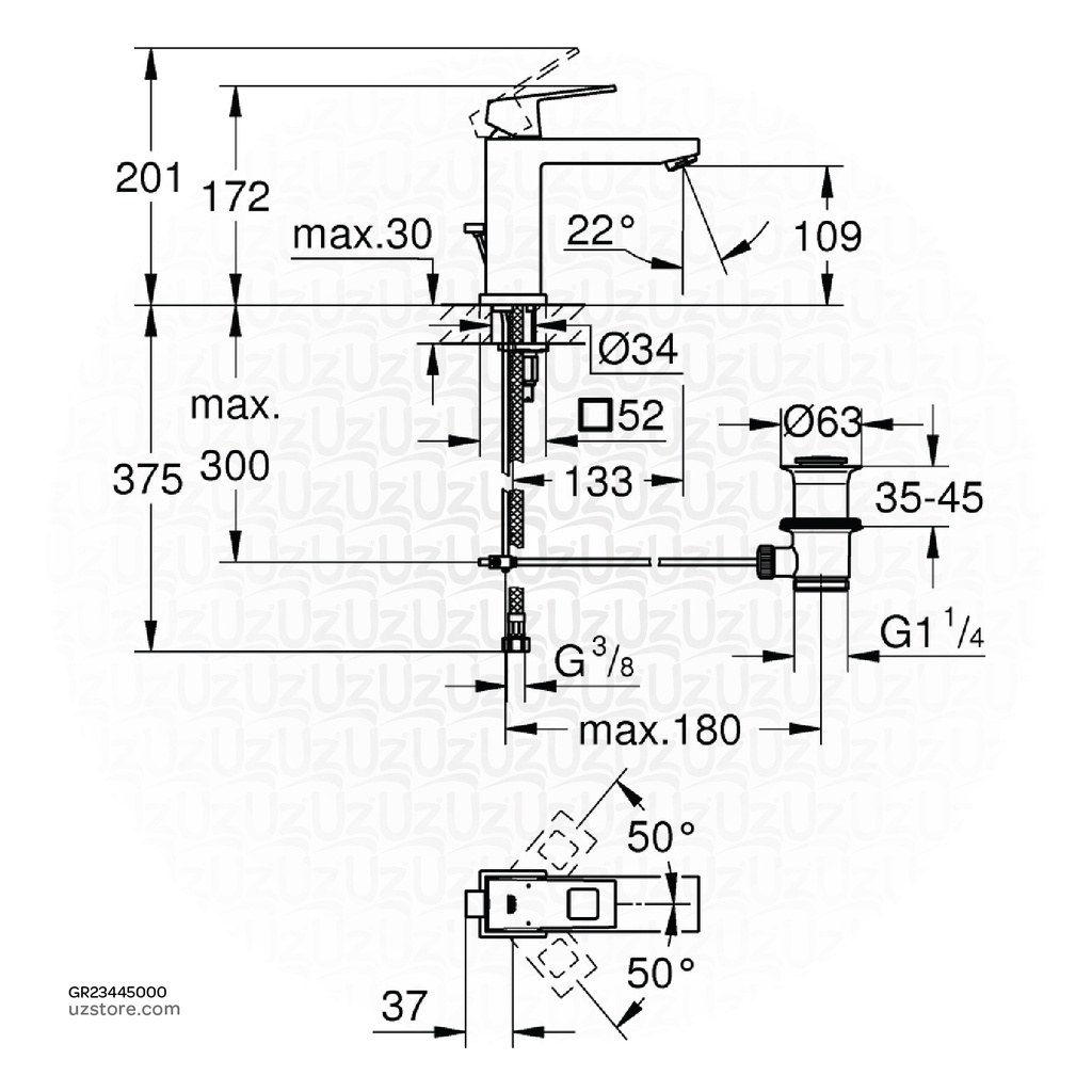 GROHE Eurocube OHM basin M 23445000