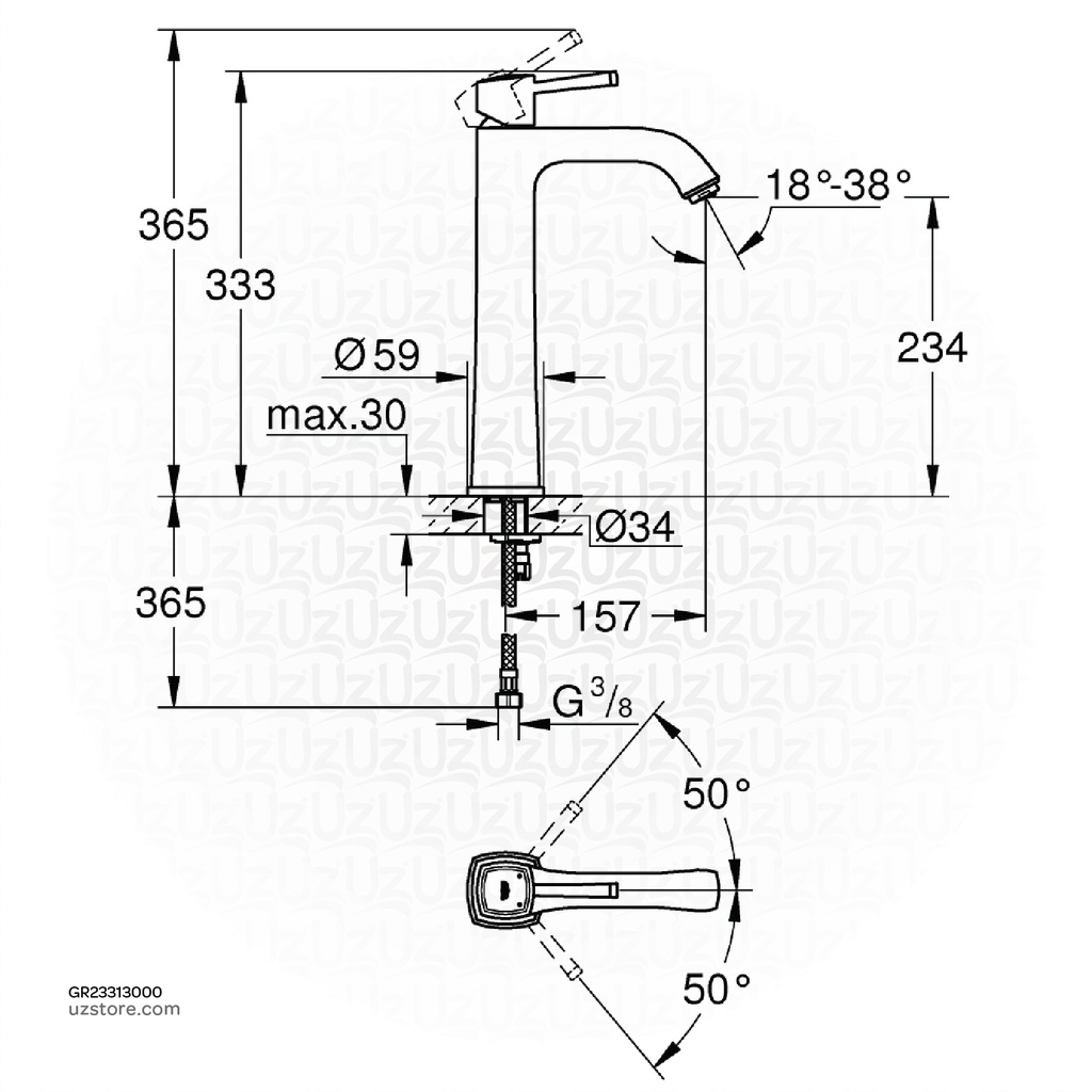 GROHE Grandera OHM vessel basin smooth b. 23313000