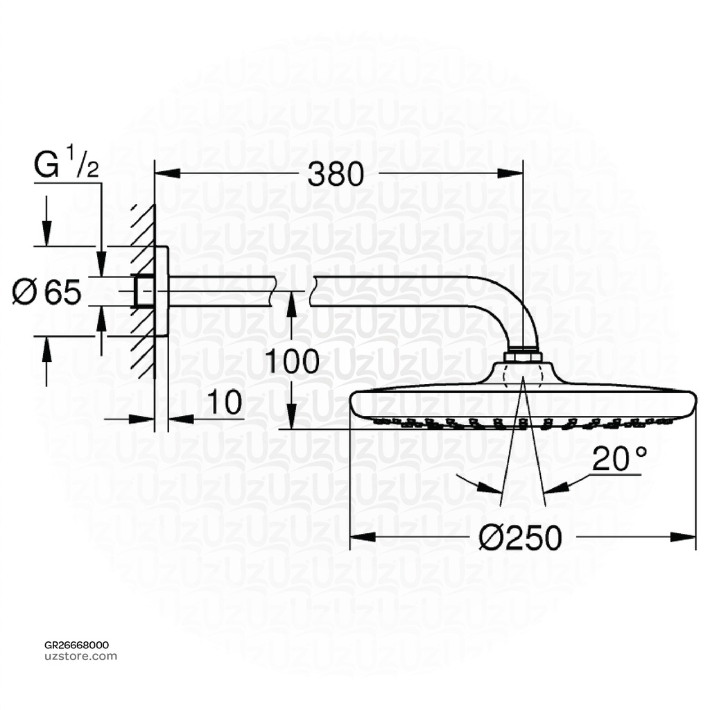 GROHE Tempesta 250 headshower set 9,5l 26668000