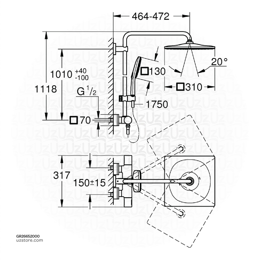 GROHE Rainshower 310 shower system THM 9,5l 26652000