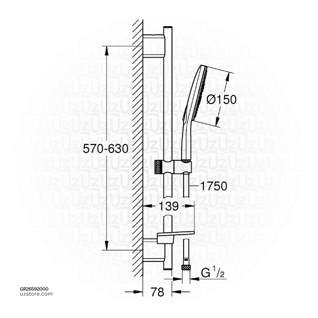 GROHE RSH SmartActive 150 shw rail set 600 9,5 26592000