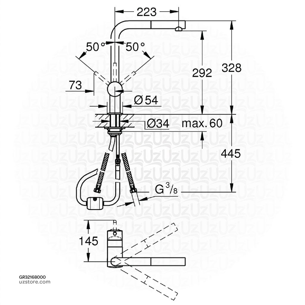 GROHE Minta OHM sink L-spout extr.mou. 32168000