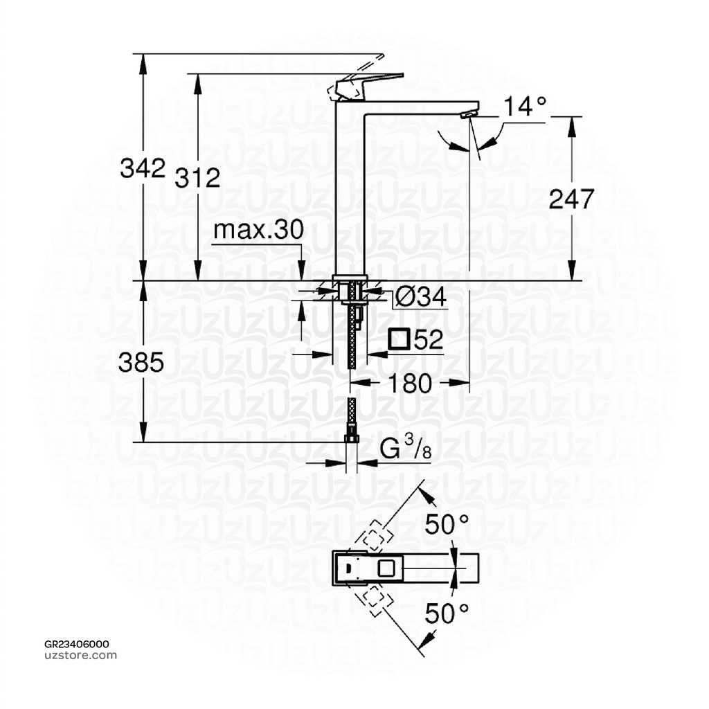 GROHE Eurocube OHM vessel fitting basin 23406000