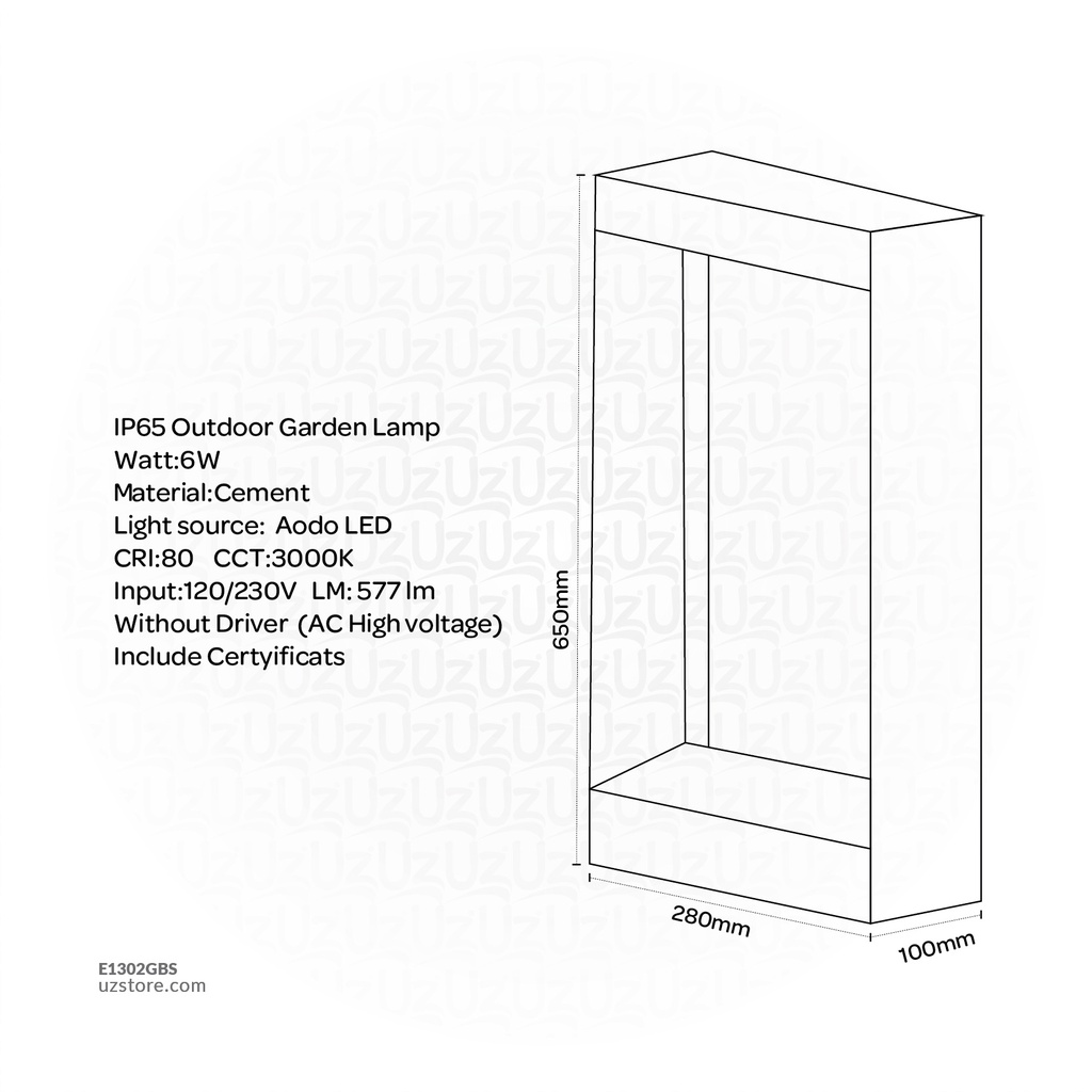 Grey Cement Led Outdoor Garden Light 6W
 610012