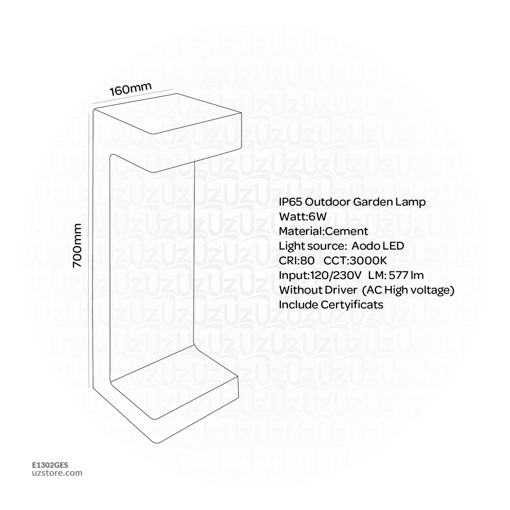 Grey Cement Led Outdoor Garden Light 6W
 610015