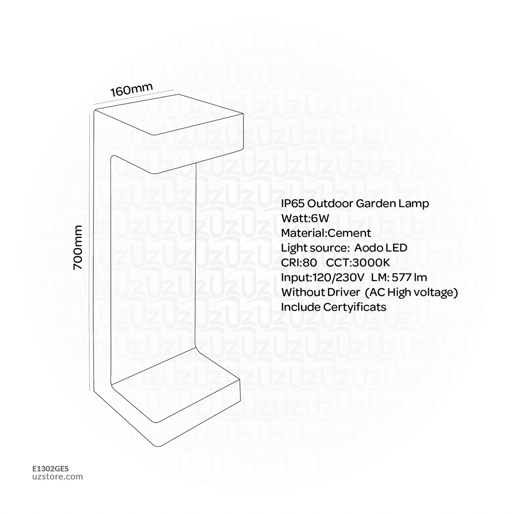 Grey Cement Led Outdoor Garden Light 6W
 610015