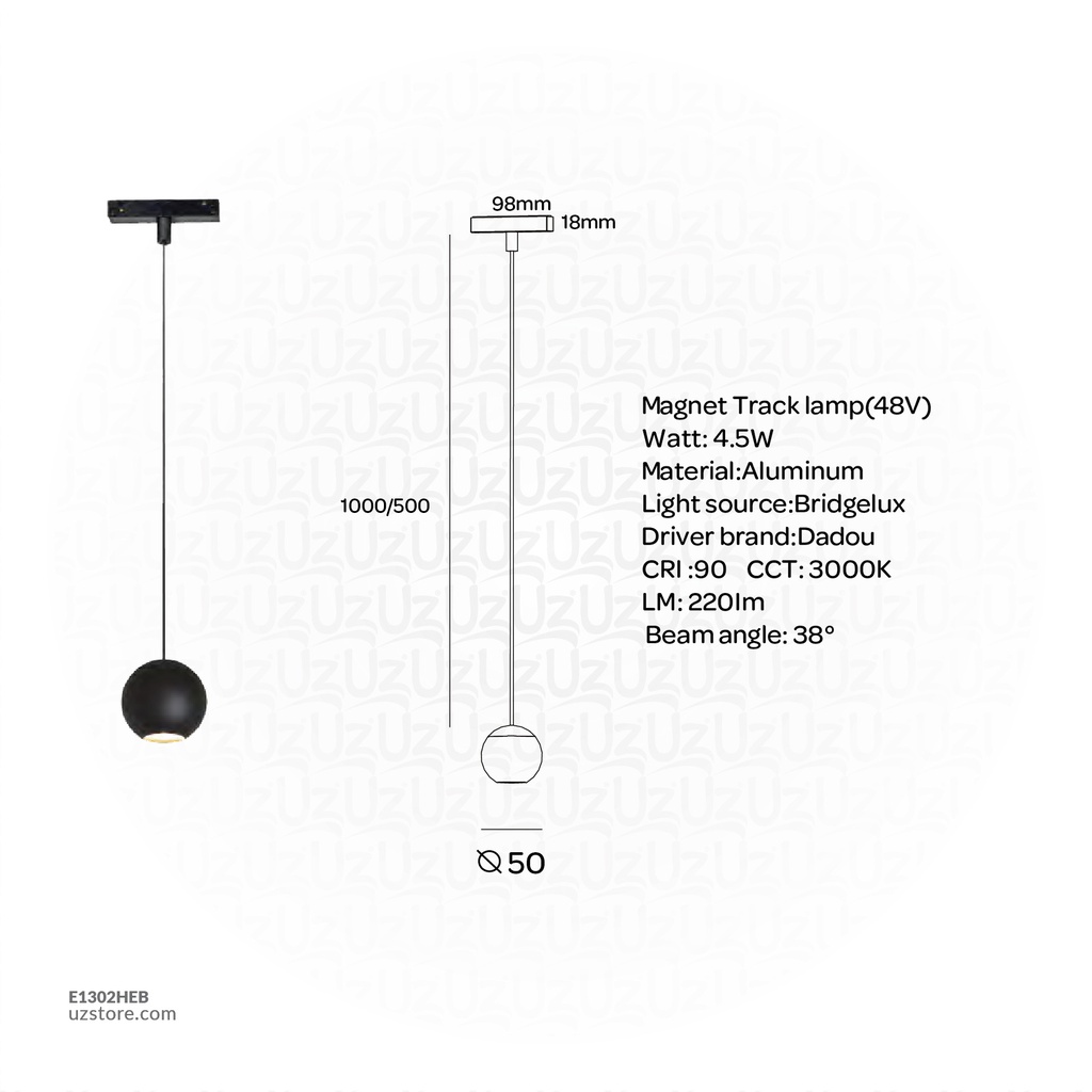 Black Magnetic Track Pole Light 4.5W 410031