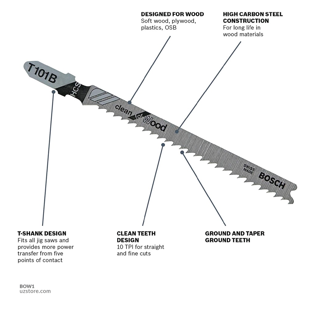 BOSCH HCS Jig saw blade 5pcs T101B 