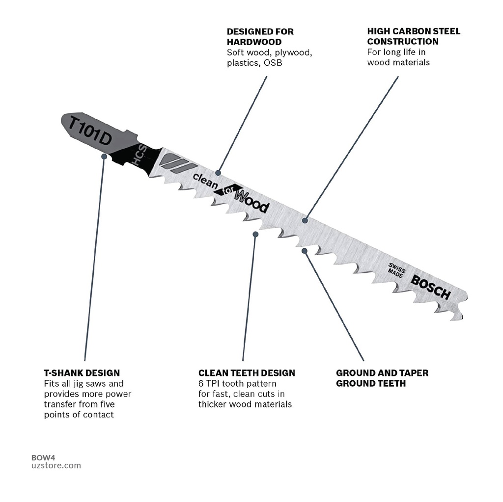 BOSCH HCS Jig saw blade For Wood 5pcs T101D