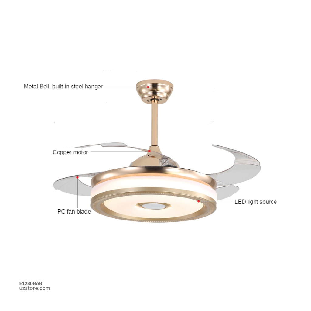 Decorative Fan With LED, Bluetooth Fan-878