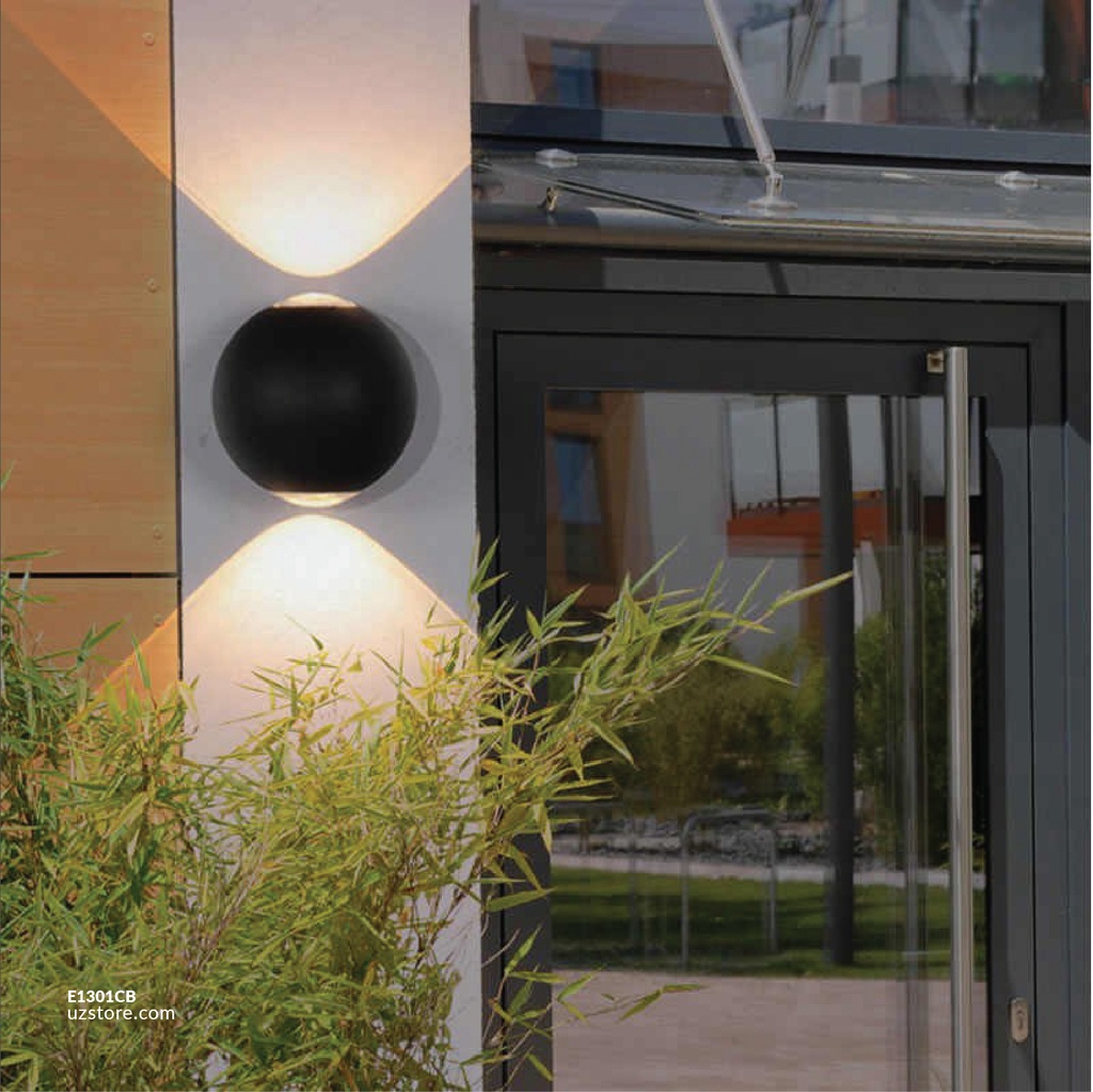 LED Outdoor Wall LIGHT Ball-shaped W842 2*3W WW BLACK AC85V-265V