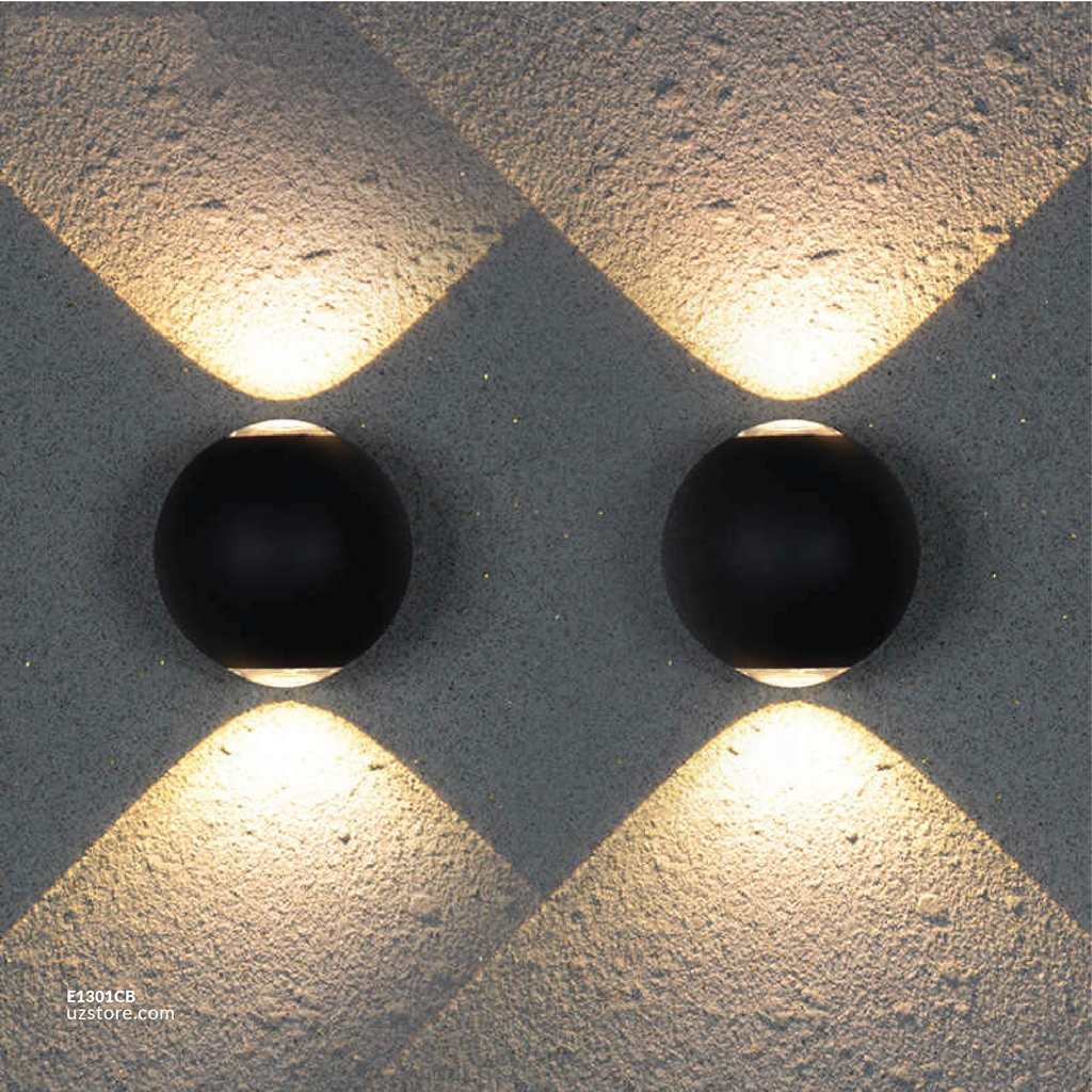 LED Outdoor Wall LIGHT Ball-shaped W842 2*3W WW BLACK AC85V-265V