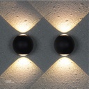 LED Outdoor Wall LIGHT Ball-shaped W842 2*3W WW BLACK AC85V-265V