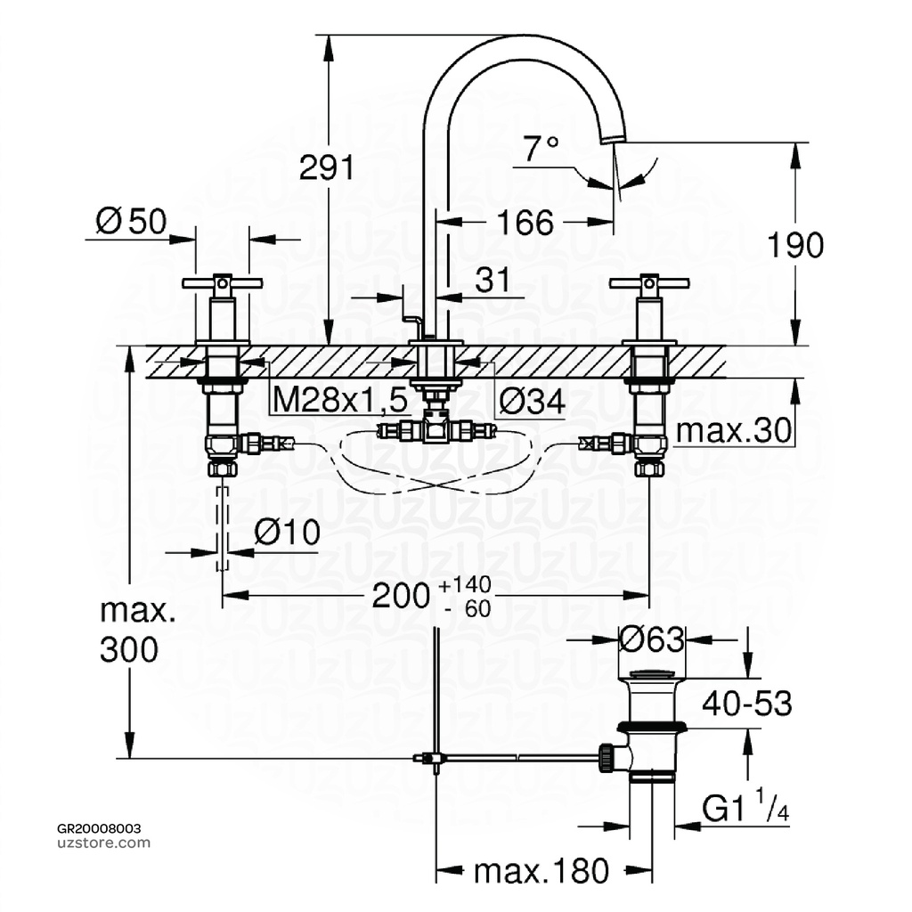 GROHE Atrio New 2hdl basin 3-h L 20008003